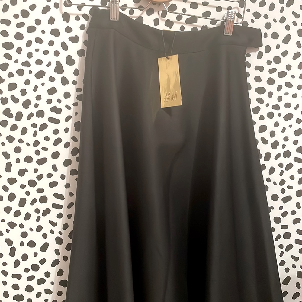 Black Satin A Line Skirt
